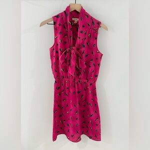 Accidentally In Love Pink Sleeveless Bird Print Dress Size Medium